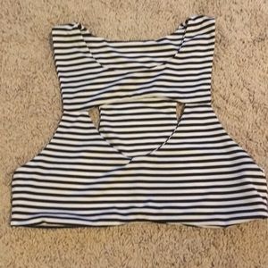 Black & White striped swim top